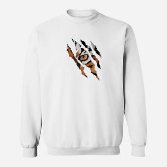 Fearless Tiger Cat Eye Claw Silhouette Sweat Shirt - Seseable