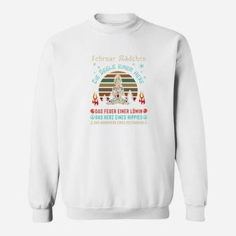 Februar-Mädchen Sweatshirt mit Löwenherz & Espresso Seele - Seseable