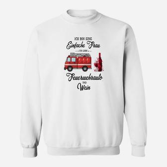 Feuerwehrauto Weinliebhaber Sweatshirt für Damen Einfache Frau Weiß - Seseable