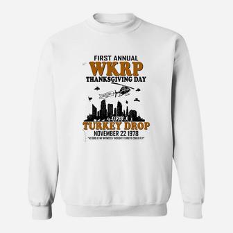 First Annual Wkrp Thanksgiving Day Turkey Drop Vintage Sweat Shirt - Seseable