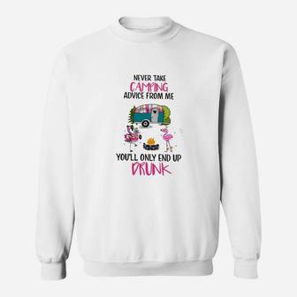 Flamingo Never Take Camping Advice From Me Sweat Shirt - Seseable