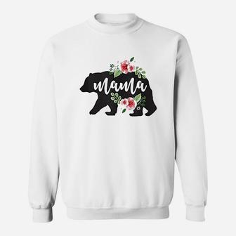 Floral Mama Bear Flowers Botanical Mothers Day Sweat Shirt - Seseable