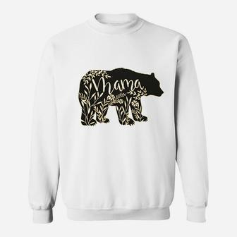 Floral Mama Bear Print Mom Mothers Gift Sweat Shirt - Seseable