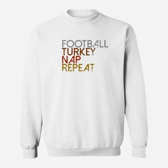 Football Turkey Nap Repeat Thanksgiving Vintage Sweat Shirt - Seseable