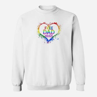 Free Dad Hugs Lgbt Heart Gay Flag Fathers Day Gifts Premium Sweat Shirt - Seseable