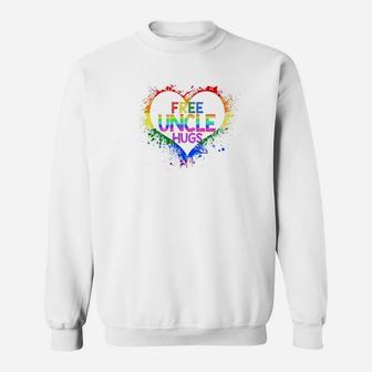 Free Uncle Hugs Lgbt Heart Gay Flag Shirtfathers Day Gifts Premium Sweat Shirt - Seseable