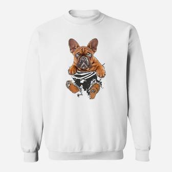 French Bulldog In A Pocket Sweat Shirt - Seseable