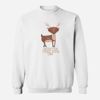 Funny Animal Name Meme Winter Tree Dog Deer Sweat Shirt - Seseable