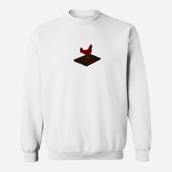 Funny Chicken On A Raft Mens Ladies Navy Sweat Shirt - Seseable