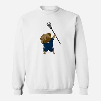 Funny Dabbing English Bulldog Lacrosse Cute Dab Sweat Shirt - Seseable