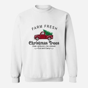 Funny Farm Fresh Christmas Trees Pine Spruce Fir Cedar Sweatshirt - Seseable