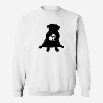 Funny I Love My Pug Dog With Heart And Paw Vintage Shirt Sweat Shirt - Seseable