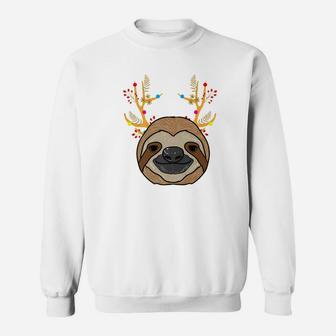 Funny Sloth Antlers Christmas Sweat Shirt - Seseable