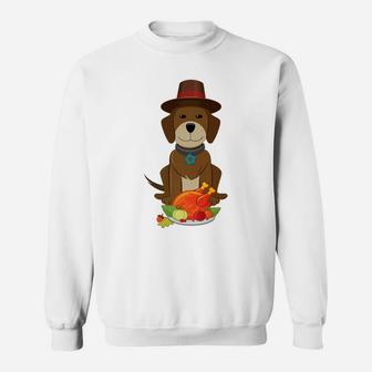 Funny Thanksgiving Dog In Pilgrim Hat Turkey Sweat Shirt - Seseable