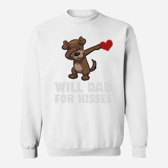 Funny Valentines Day Dabbing Dog Hear Sweat Shirt - Seseable