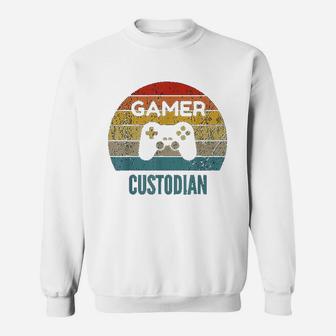 Gamer Custodian Vintage 60s 70s Gaming Gift Sweat Shirt - Seseable