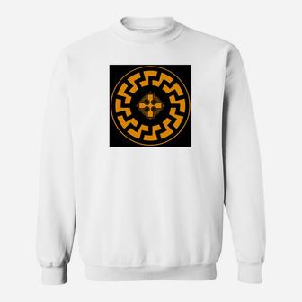 Geometrisches Muster Herren Sweatshirt in Schwarz und Gelb, Trendy Tee - Seseable