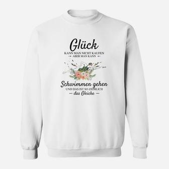 Glück Schwimmen Gehen Sweatshirt, Inspirierendes Zitat mit Blumen - Seseable