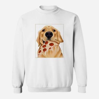 Golden Retriever Eating Pizza Dog With A Slice Of Pizza Sweat Shirt - Seseable