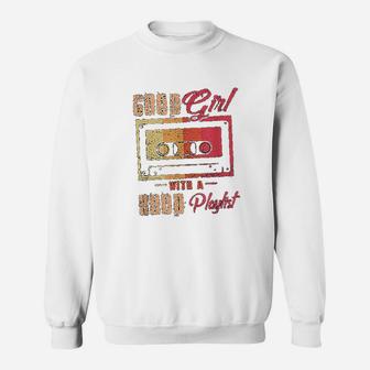 Good Girl With A Hood Playlist Funny Cassette Tape Sweat Shirt - Seseable
