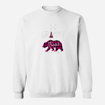 Grammy Bear Family Pink Buffalo Plaid Xmas Camping Sweat Shirt - Seseable