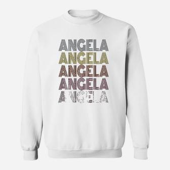 Graphic 365 First Name Angela Retro Pattern Sweatshirt - Seseable