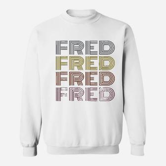 Graphic 365 First Name Fred Retro Pattern Vintage Style Sweat Shirt - Seseable