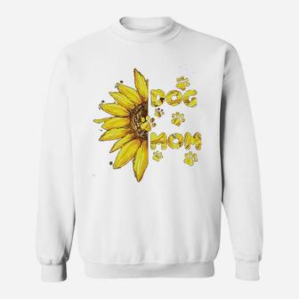 Graphic Summer Casual Sunflower Pattern And Dog Mom Letter Sweat Shirt - Seseable