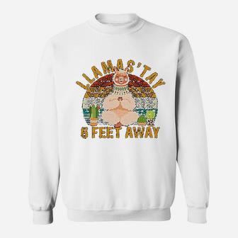 Graphics Llamastay 6 Feet Away Llama Namaste Yoga Sweatshirt - Seseable