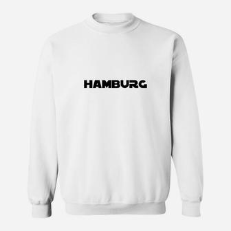 Hamburg-Schriftzug Klassisches Sweatshirt in Weiß, Souvenir Design Tee - Seseable