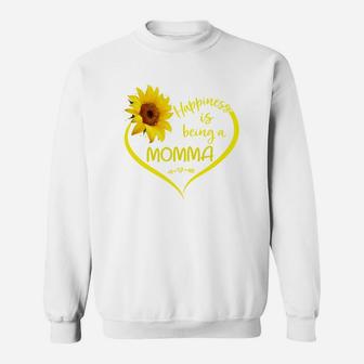Happiness Is Being A Momma Sunflower Heart Gift For Mothers And Grandmothers Sweat Shirt - Seseable