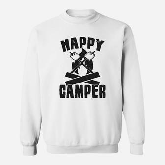 Happy Camper Funny Camping Cool Hiking Graphic Vintage Sweat Shirt - Seseable