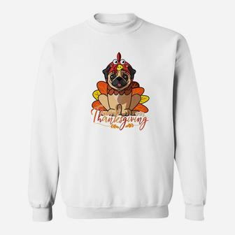 Happy Thanksgiving Pug Turkey Dog Costume Sweat Shirt - Seseable