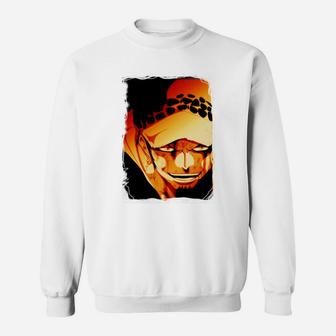 Herren-Sweatshirt mit Modernem Porträt-Print, Orange-Schwarz Design - Seseable
