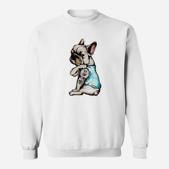 Hipster Französische Bulldogge Sweatshirt, Modisches Haustier Motiv Sweatshirt - Seseable