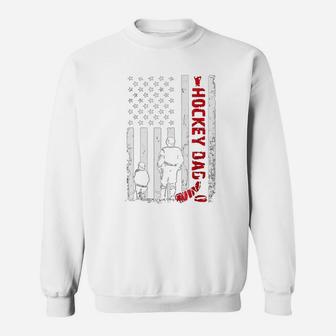 Hockey Dad Father Day American Flag Shirt Sweat Shirt - Seseable