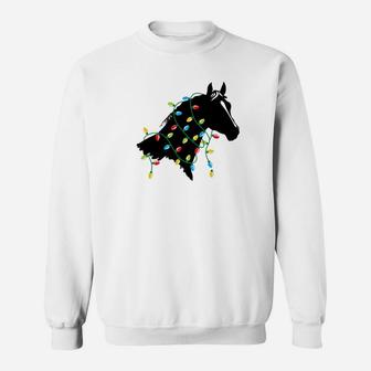 Horse Tangled Up In Colored Christmas Lights Holiday Sweat Shirt - Seseable