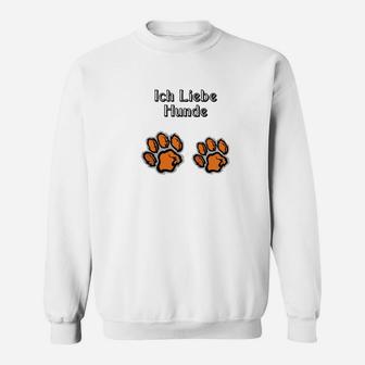 Hunde-Liebhaber Sweatshirt mit Pfotenabdruck, Ich Liebe Hunde Design - Seseable