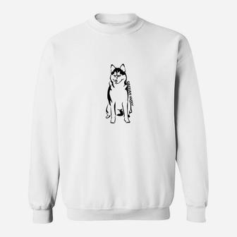 Husky-Aufdruck Sweatshirt für Herren in Weiß, Tierliebhaber Design - Seseable