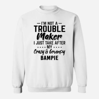 I Am Not A Trouble Maker I Just Take After My Crazy And Grumpy Bampie Funny Grandpa Gift Sweat Shirt - Seseable