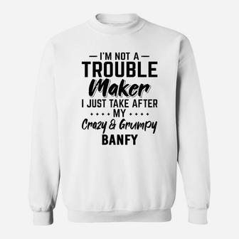 I Am Not A Trouble Maker I Just Take After My Crazy And Grumpy Banfy Funny Grandpa Gift Sweat Shirt - Seseable