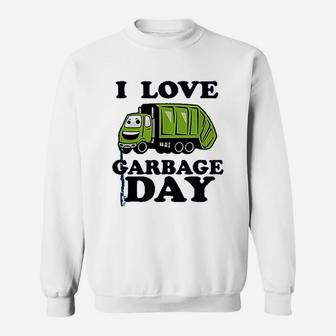 I Love Garbage Day Little Boys Trash Truck Sweat Shirt - Seseable