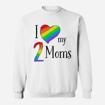 I Love My 2 Moms Pride Rainbow Heart Baby Sweat Shirt - Seseable