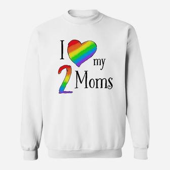 I Love My 2 Moms- Pride Rainbow Heart Baby Sweat Shirt - Seseable