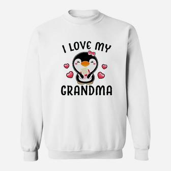 I Love My Grandma With Cute Penguin And Hearts Sweatshirt - Seseable