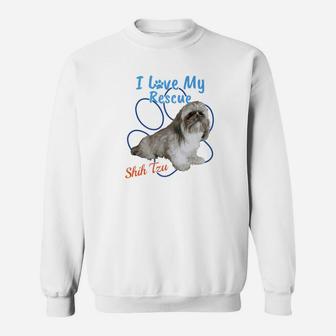 I Love My Rescue Shih Tzu Cool Adopted Dog Premium Sweat Shirt - Seseable