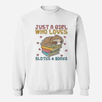 Just A Girl Who Loves Sloths And Books Sloth And Book Lovers Sweat Shirt - Seseable