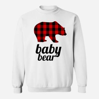 Kids Baby Bear Red Plaid Matching Mama Bear Sweat Shirt - Seseable
