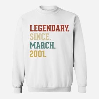 Legendary Since March 2001 Vintage 21 Birthday Gift Sweat Shirt - Seseable