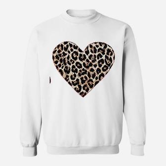 Leopard Heart Valentine's Day Love Blouse Sweatshirt - Seseable